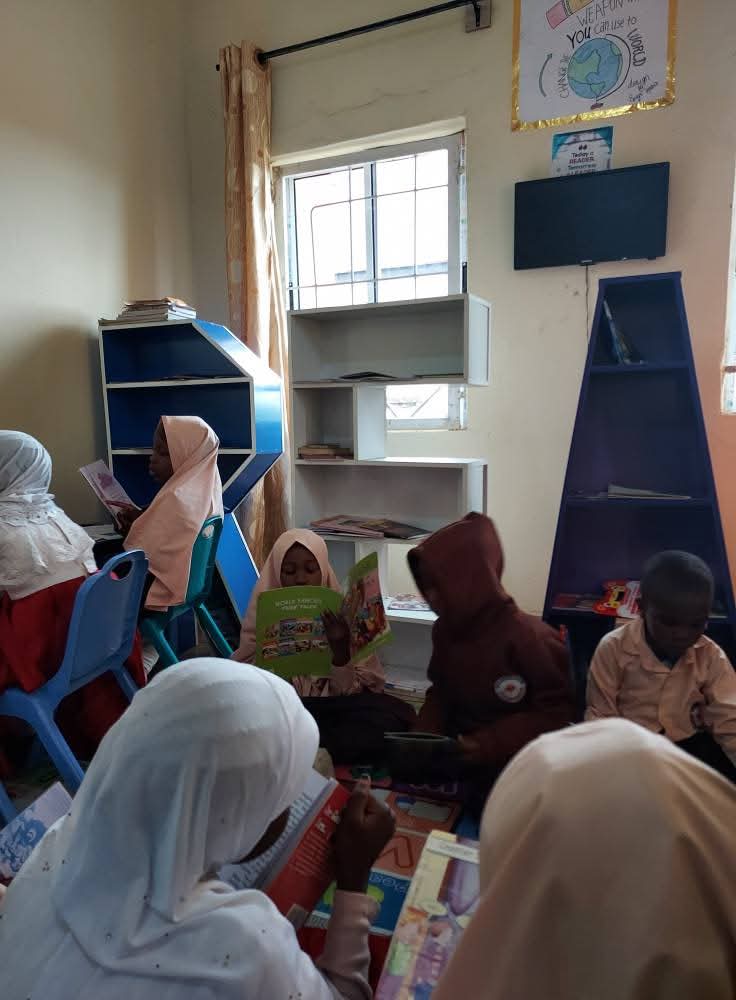 Students preparing in the library